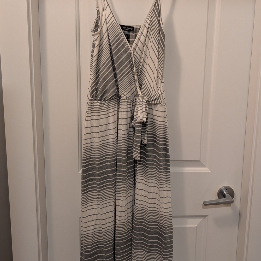 See You Monday Black and White Striped Maxi Dress